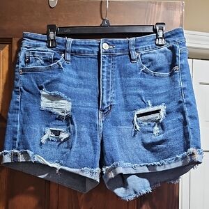 Kancan High-Rise Distressed Denim Shorts Size 30 (10)